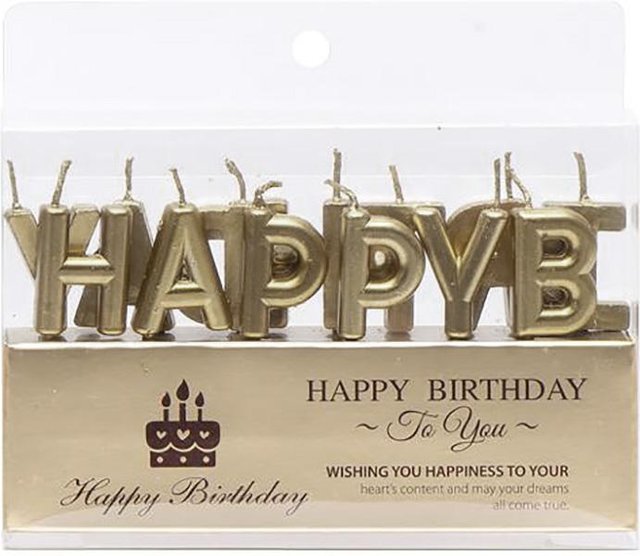 Набор свечей для торта буквы "Happy Birthday Бронзовые"