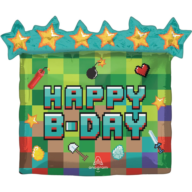 Фольгована кулька "Happy b-day піксельна вечірка" Anagram (інд. уп)