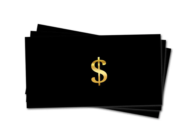 Конверт для грошей "Чорний фон долар золото"