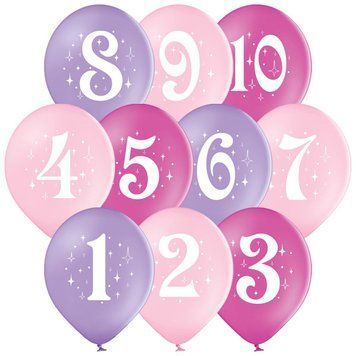 Шары Belbal 12" B105 (Цифры ассорти девочка) (50 шт)