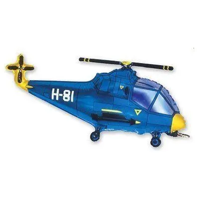 Фольгированная фигура большая Вертолет Синий Flexmetal (в Инд. уп.)