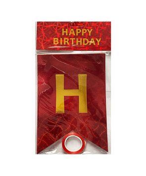 Гирлянда буквы Happy Birthday Червона Голограмма Круги
