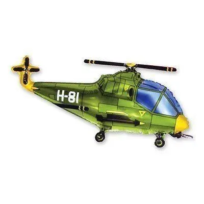 Фольгированная фигура большая Вертолет зеленый Flexmetal (в Инд. уп.)