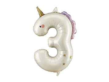 Фольгована цифра 3 Єдиноріг PartyDeco