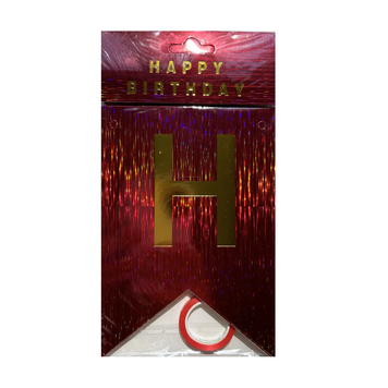 Гірлянда літери Happy Birthday Червона Голограма СМУЖКИ