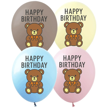 Шары ТМ Show (1 ст.) 12" (Happy Birthday Мишка) (100 шт.)