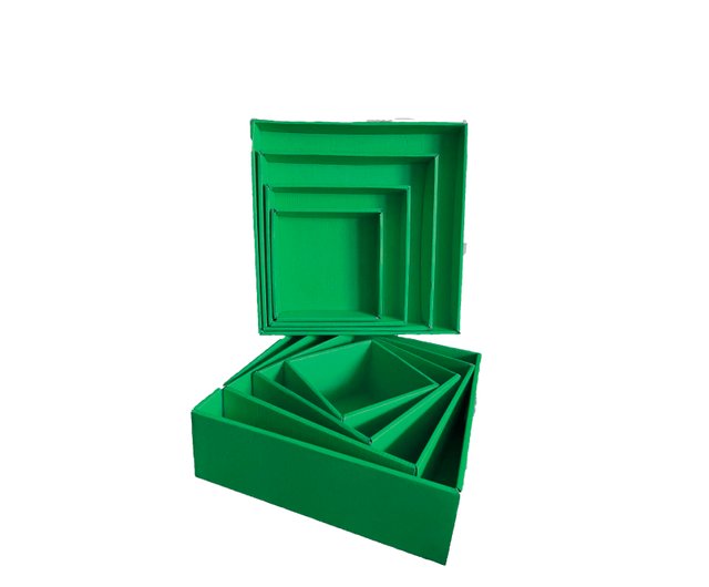 Набор подарочных коробок "Зеленые" (4 шт.) двусторонний картон (h-9)