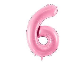 Фольгированная цифра 6 Розовая PartyDeco