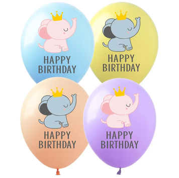 Кульки ТМ Show (5 ст.) 12" (Happy Birthday Слоненя) (100 шт.)