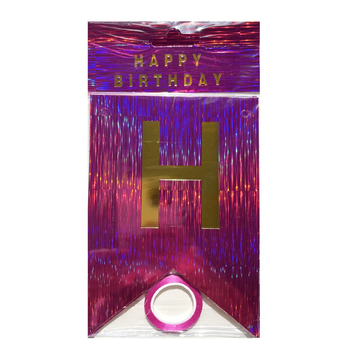 Гірлянда літери Happy Birthday Фуксія Голограма СМУЖКИ