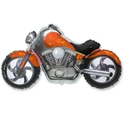 Фольгированная фигура большая Мотоцикл оранжевый Flexmetal (в Инд. уп.)