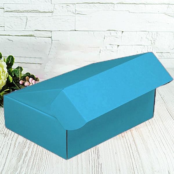 Подарочная коробка самосборная средняя "Голубая" (25х16,5х9) двусторонний картон