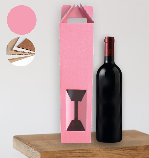 Подарункова коробка для пляшки "Рожева" (двосторонній картон 35х9 см)