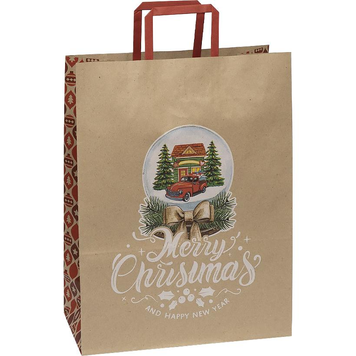 Подарочный пакет "Новогодний крафт,Merry Christmas шар" 32х15х42 см (1 штука)
