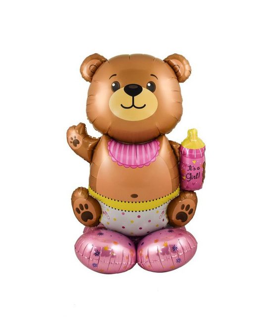 Стояча фольгована фігура "Ведмедик з бутилочкою дівчинка в інд. уп." Китай