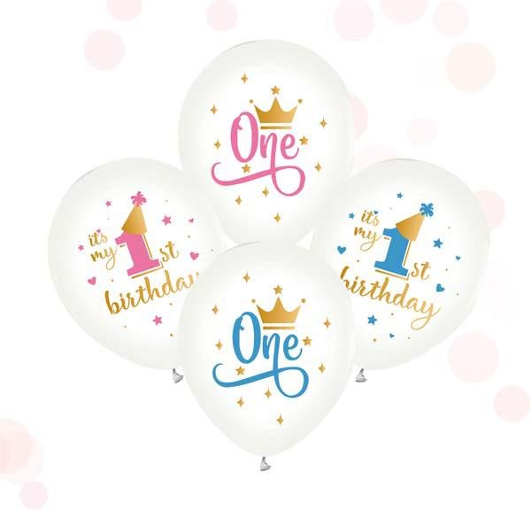 Воздушные шарики "It`s my 1st birthday ассорти" (ТМ "Твоя Забава") (50 шт)