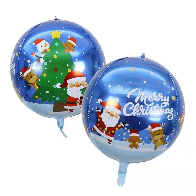 Фольга 3D сфера Синяя Merry Christmas Китай (22")