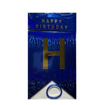 Гірлянда літери Happy Birthday Синя Голограма СМУЖКИ