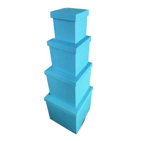Набір великих подарункових коробок "Блакитні" (4 шт.) двосторонній картон (h-30)