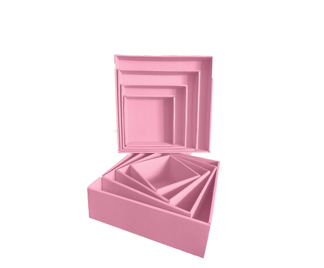 Набор подарочных коробок "Розовые" (4 шт.) двусторонний картон (h-9)