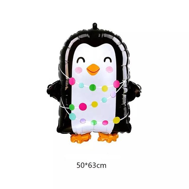 Фольгированная фигура "Пингвин с гирляндой" Китай (в инд. упаковке)