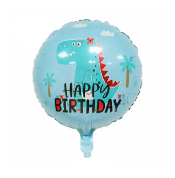 Фольга 18" (45см) "Happy Birthday динозавр" блакитна Китай