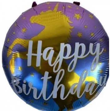 Фольга 18" (45см) "Happy birthday Єдиноріг омбре" (Китай)