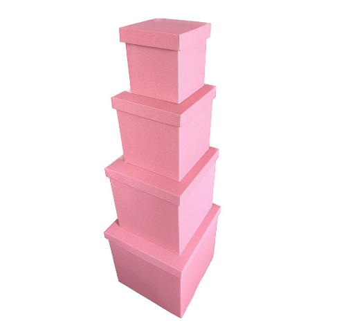 Набор больших подарочных коробок "Розовые" (4 шт.) двухсторонний картон (h-30)