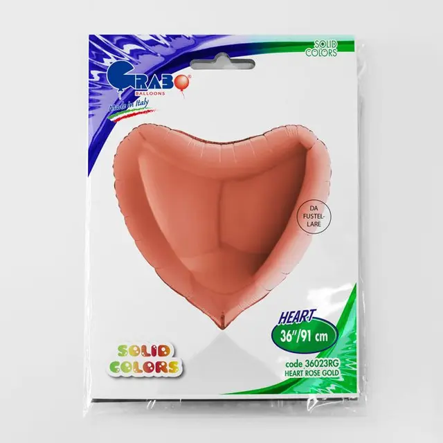 Фольга сердце 36" розовое Золото в Инд. упаковке (Grabo)