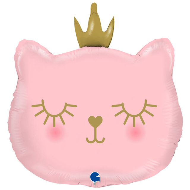 Фольгована фігура Кішечка з короною Рожева Grabo