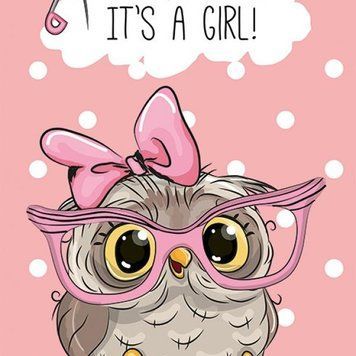 Подарочный пакет "Сова - It`s a girl" 26х17х8 см