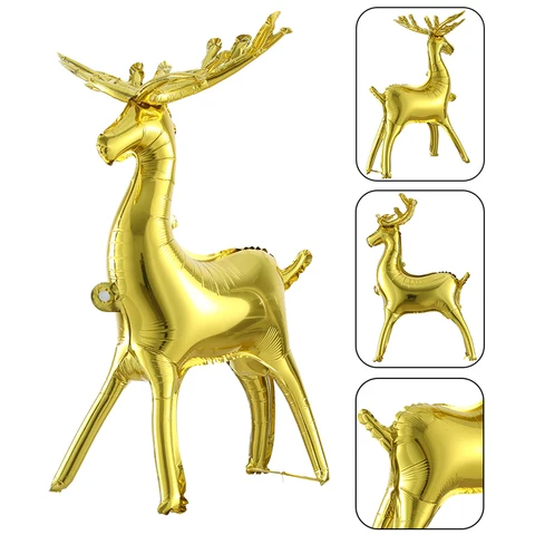 Фольгированная фигура 4Д олень Золотой Большой(в Индивидуальной упаковке) (Китай)