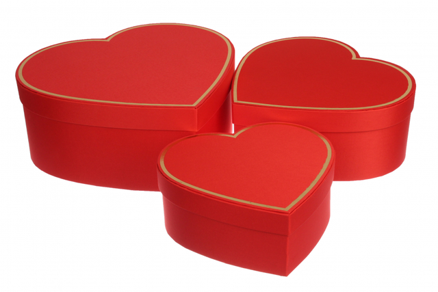 Набор подарочных коробок в форме Сердца с золотым кантом (3 шт/компл.)
