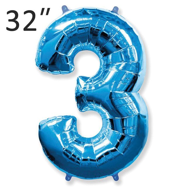 Фольга 32" Синя цифра 3 (Flexmetal)