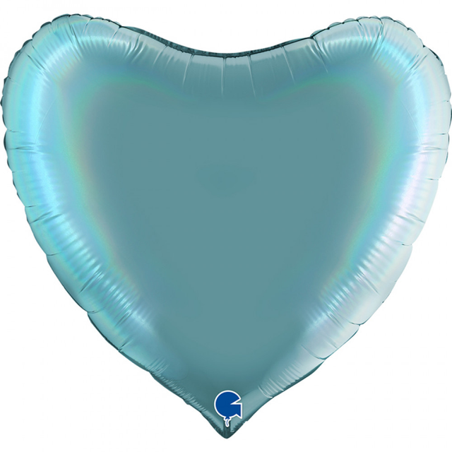 Фольга сердце 36" Голографичный платиновый Морской Тенериф в Инд. упаковке (Grabo)