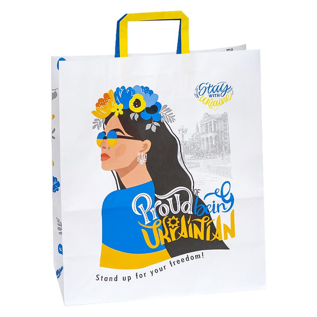 Подарочный пакет "Крафт Украинская девушка" 32х15х38 см (1 штука)