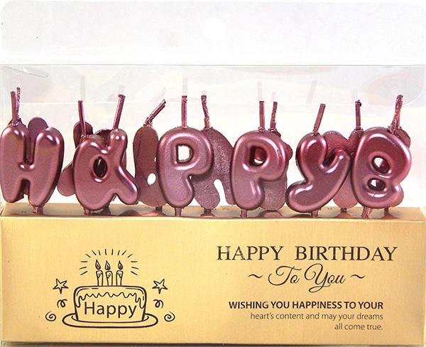Набор свечей для торта BUBBLES буквы "Happy Birthday Розовые"