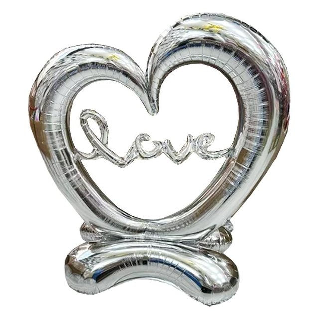 Стояча фольгована фігура "Срібне серце LOVE" Китай