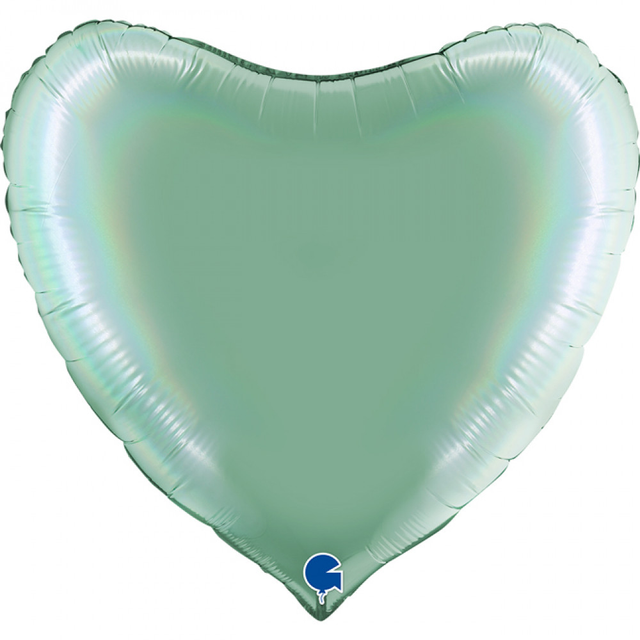 Фольга сердце 36" Голографичный платиновый Тиффани в Инд. упаковке (Grabo)