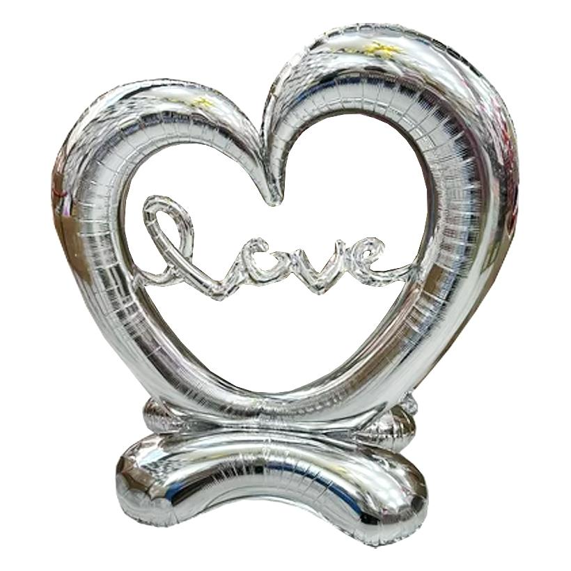 Стояча фольгована фігура "Срібне серце LOVE" Китай