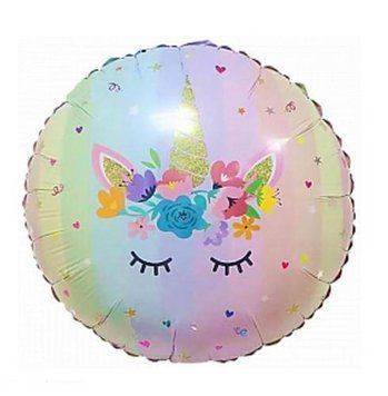 Фольга 18" (45см) "Єдиноріг із заплющеними очима Квіти (Китай) 01404