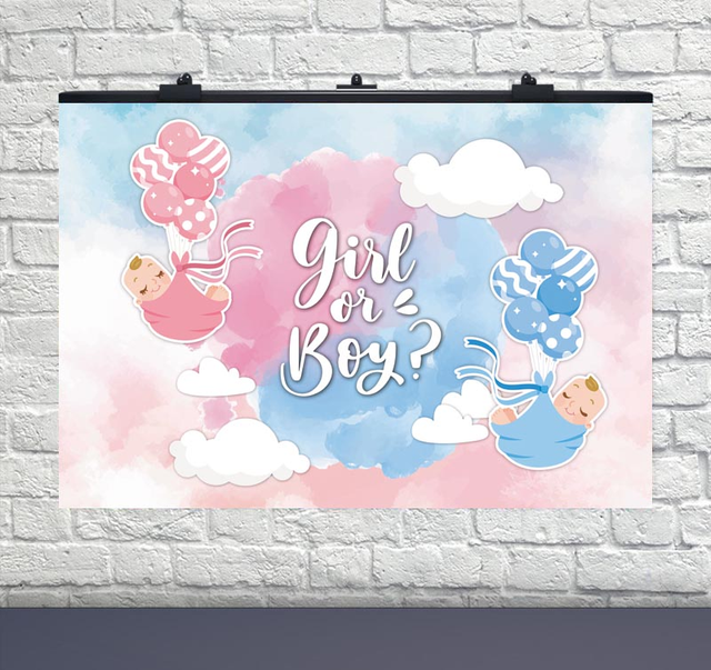 Плакат на гендерную вечеринку "Гендерная вечеринка шары Boy or Girl "(75х120 см)