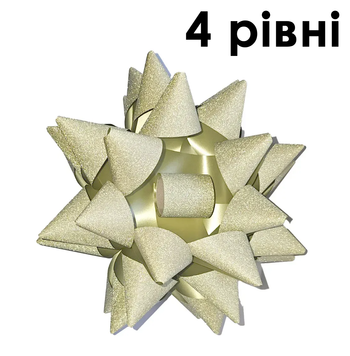 Бант на коробку-сюрприз Гліттер золото (25 см) 4 рівні