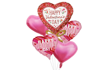 Набір кульок фольгованих "Happy Valentines Day" Серця червоні та рожеві 5шт. (Китай) (в інд. уп.)