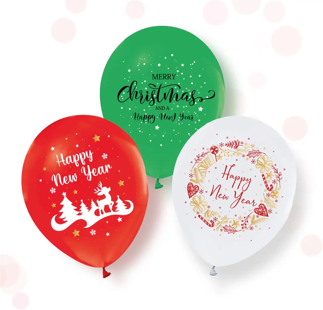 Воздушные шарики "Merry Christmas and Happy New Year" (ТМ "Твоя Забава") (50 шт)
