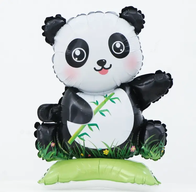 Стояча фольгована фігура "Панда з листям" 58х39 см.в інд. уп. Китай