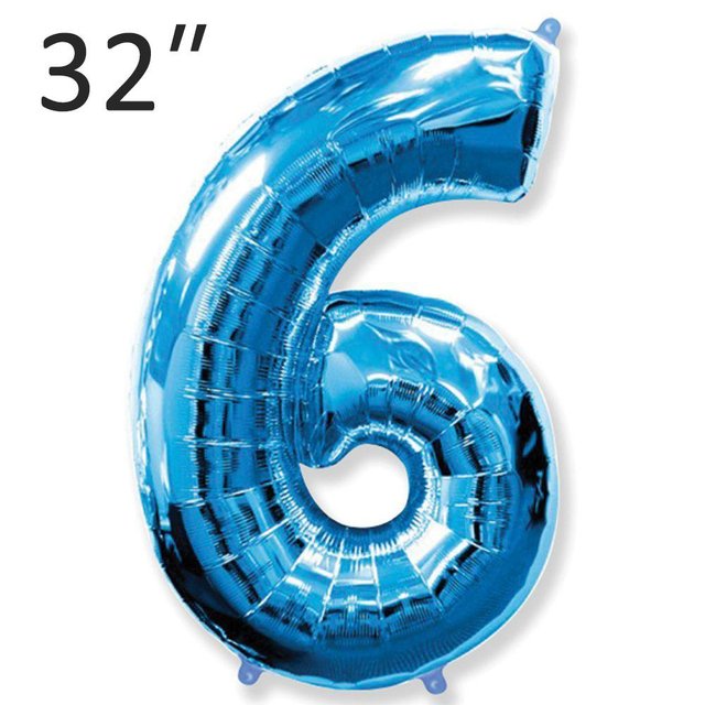Фольга 32" Синя цифра 6 (Flexmetal)
