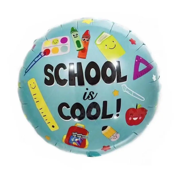 Фольга 18" (45см) "School is cool блакитна" (Китай)