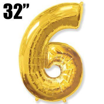 Фольга 32" Gold цифра 6 (Flexmetal)