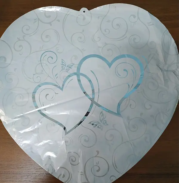 Фольга серце 18" (45см) серце Срібло на білому (Китай)